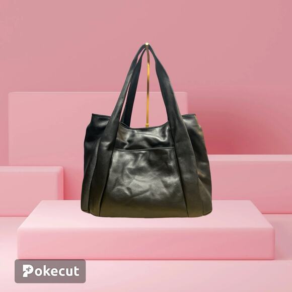 Ann Taylor Bag Black Buttery Leather Tote Size XL Great Quality - Picture 1 of 13